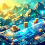 A financial trading scene illustrating hidden fees, featuring a scale balancing money and trading tools.